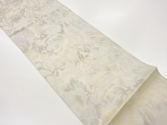 JAPANESE FUKURO OBI / WOVEN ABSTRACT FLOWER ARABESQUE